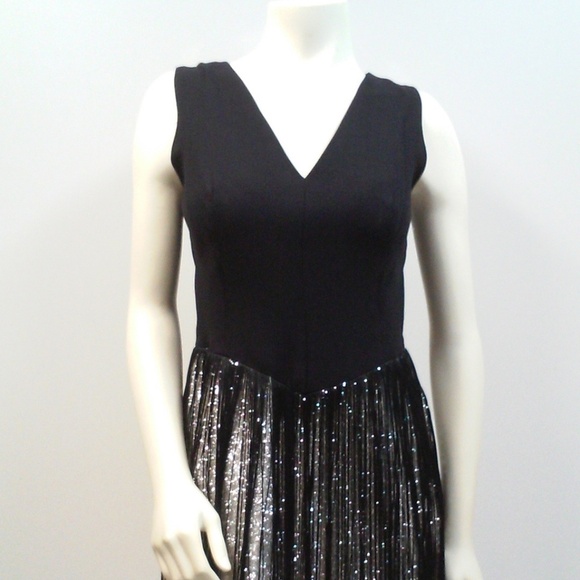 Vintage 60s Black Fringe Dress Pencil Wiggle Flapper Cocktail Dress Silv… - Picture 2 of 10